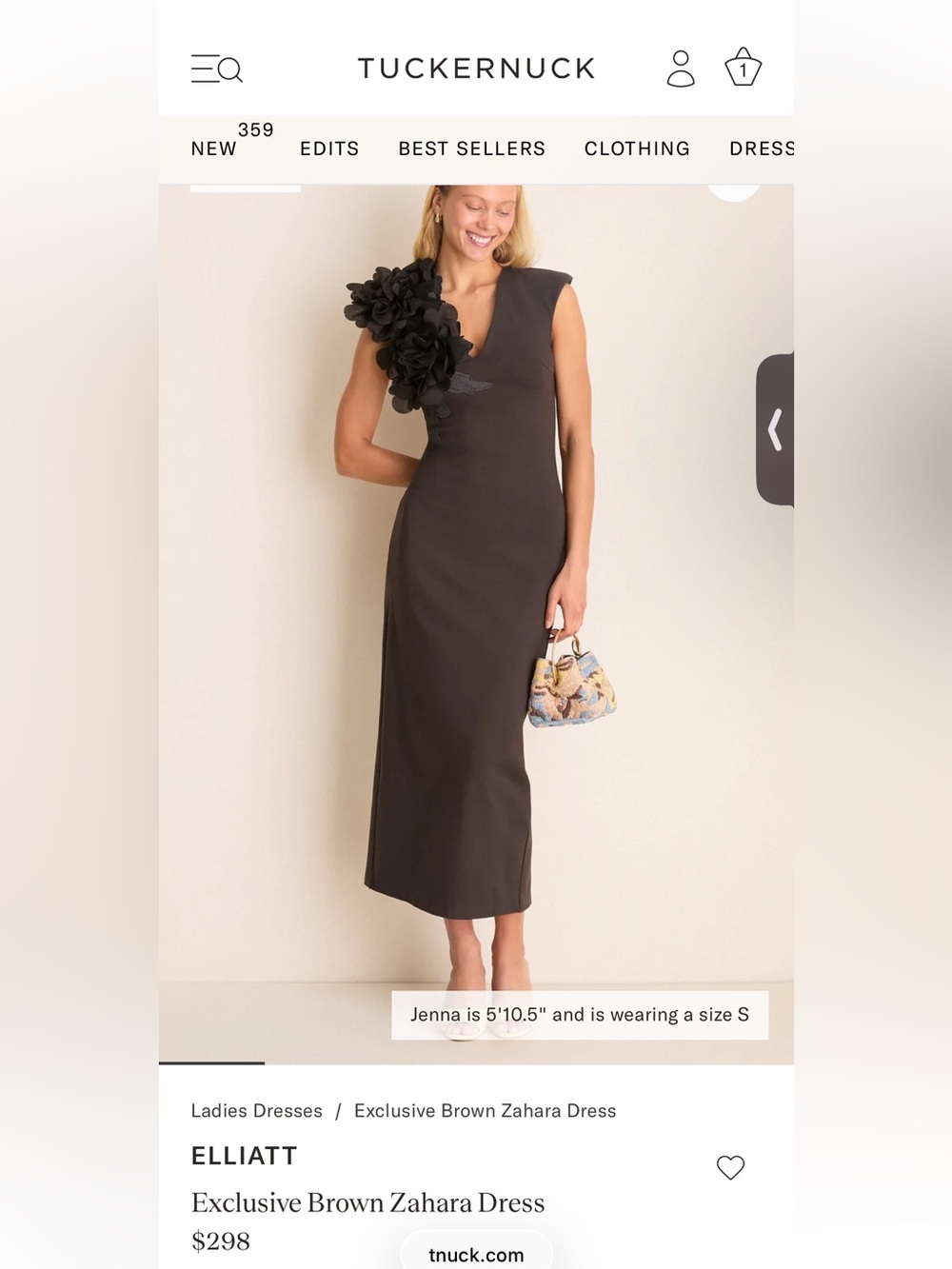 Elliatt Brown One-Shoulder Floral-Appliqué Midi Dress